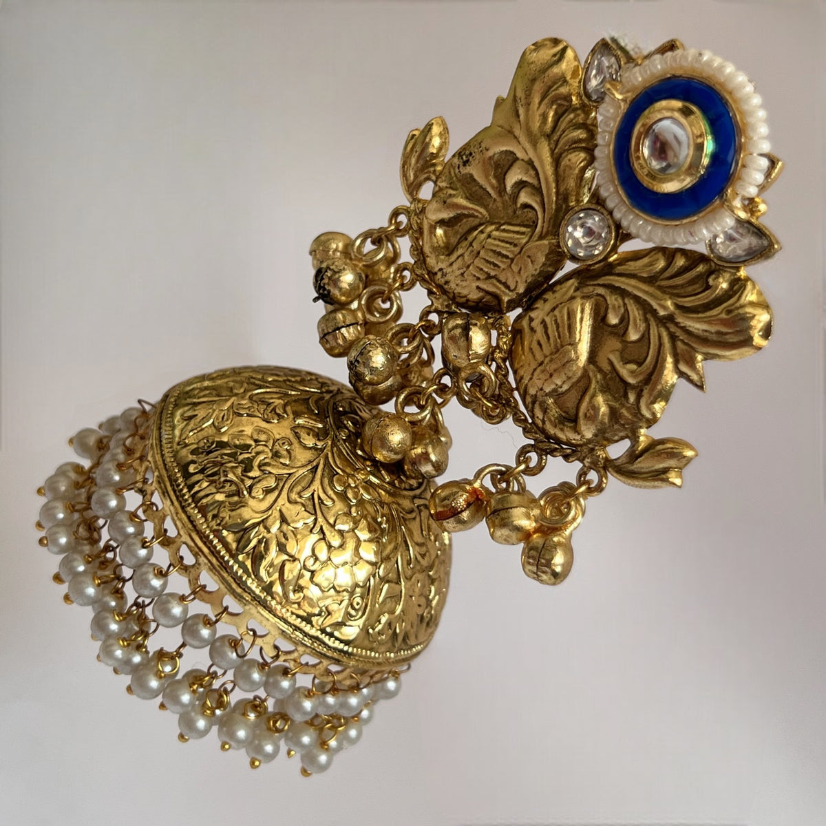 ANUSHA SILVER LOOK ALIKE GOLD-TONED HANDMADE JUMBO JHUMKAS ER565