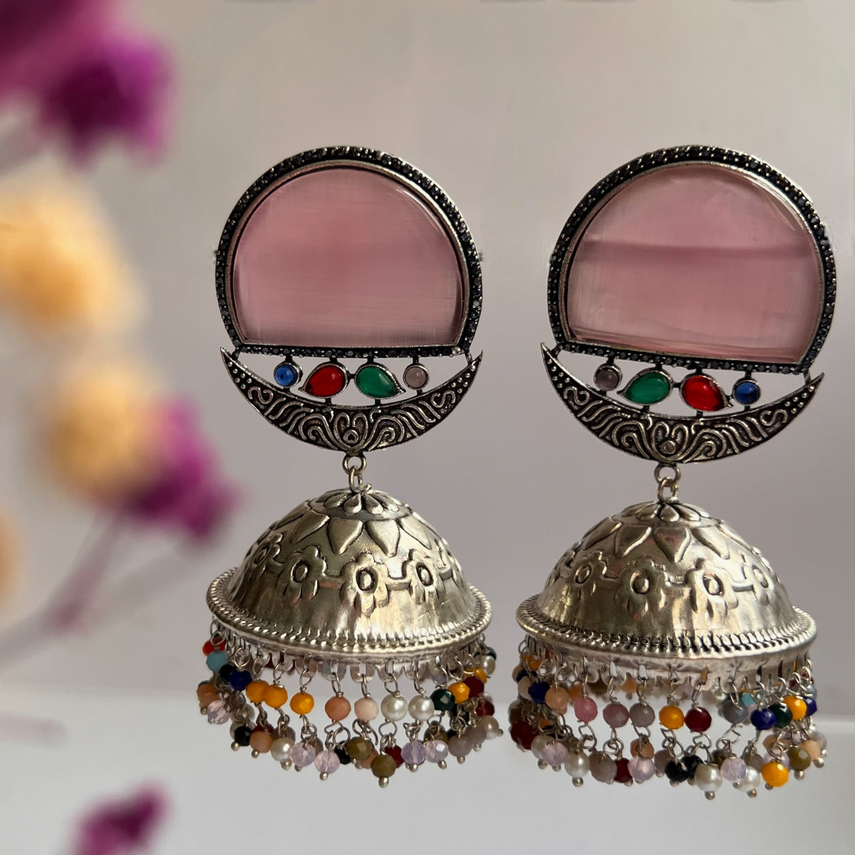 LA LUNE SILVER LOOK ALIKE  HANDMADE JUMBO JHUMKA ER140