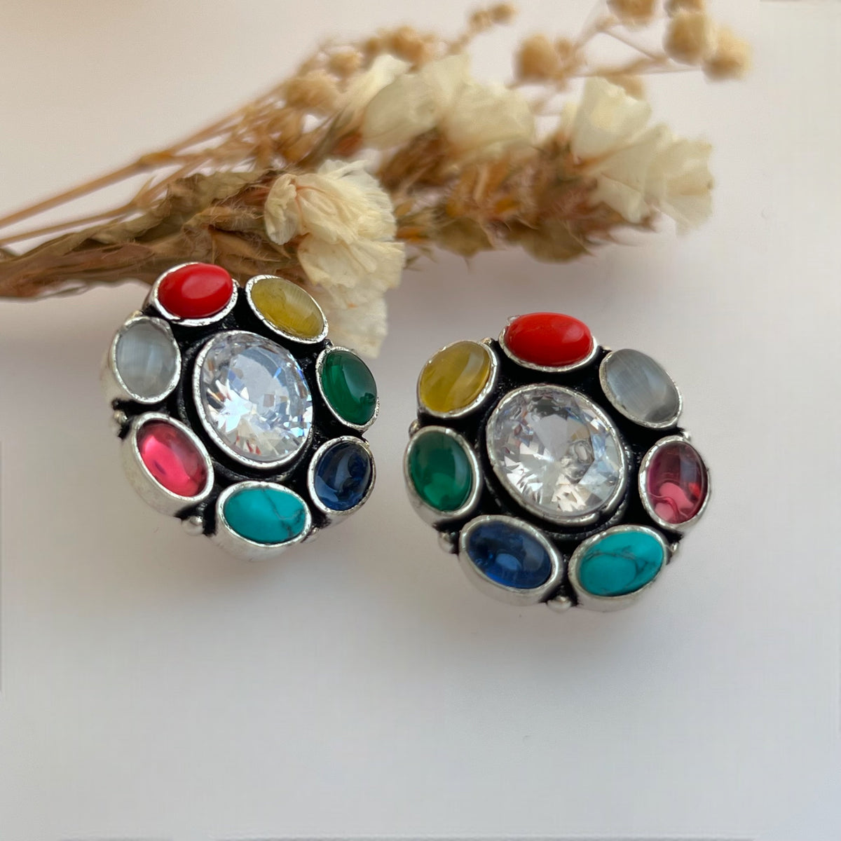 YONITA GOLD-TONED MONALISA PREMIUM STUDS WITH AD STONES ER568