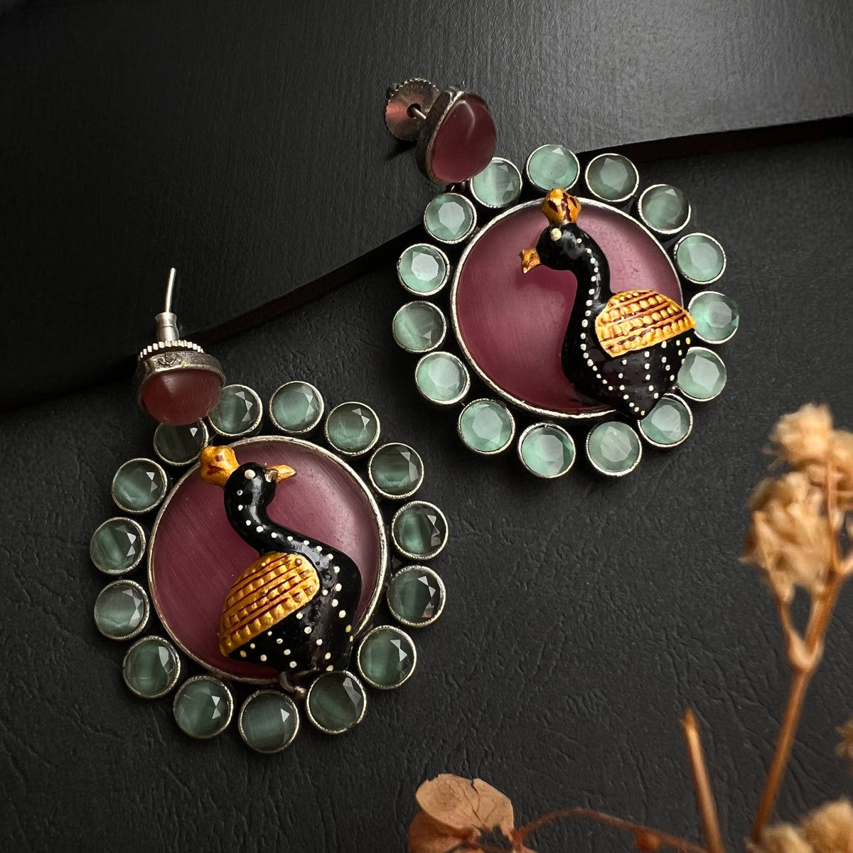 DALIA SILVER LOOK ALIKE RAW AND RUSTIC ANTIQUE HANDMADE EARRINGS ER431