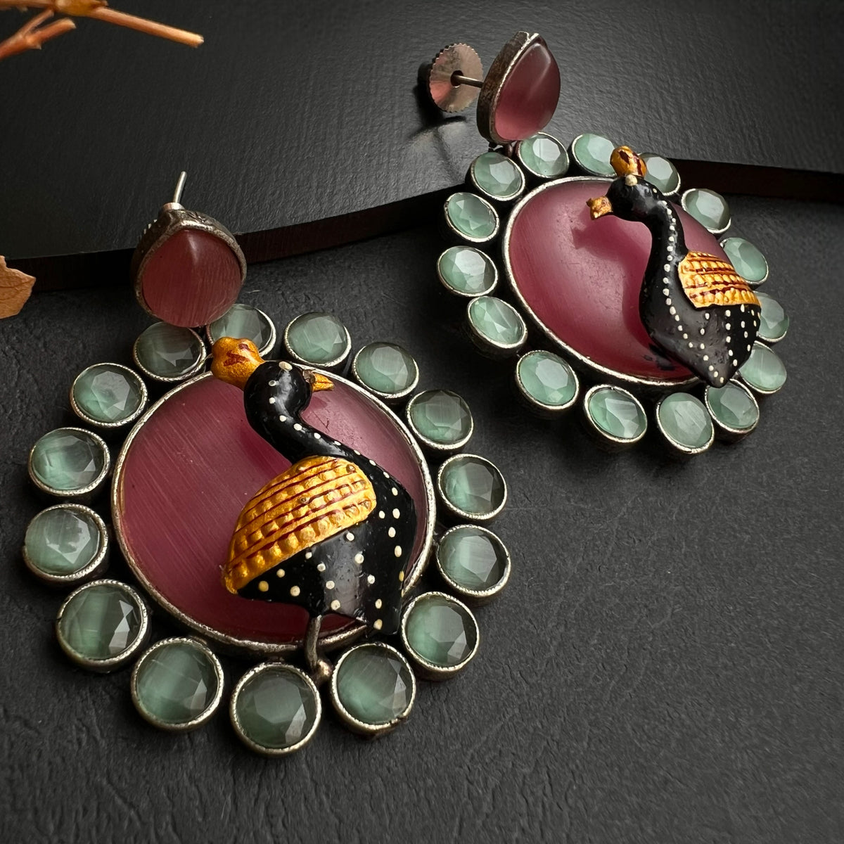 DALIA SILVER LOOK ALIKE RAW AND RUSTIC ANTIQUE HANDMADE EARRINGS ER431