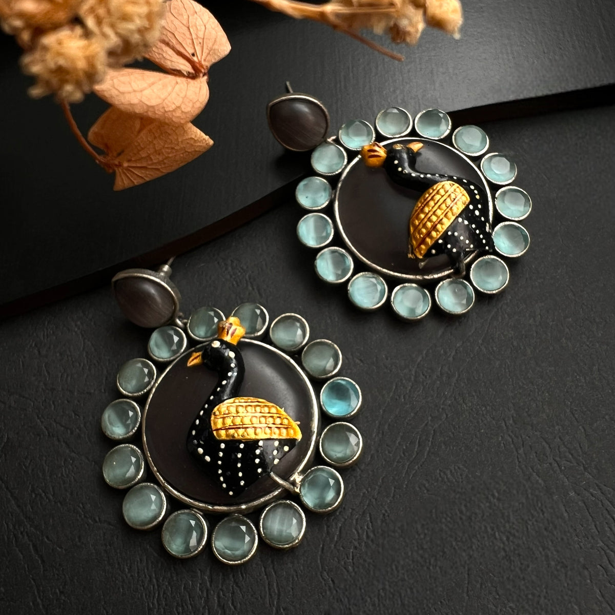 DALIA SILVER LOOK ALIKE RAW AND RUSTIC ANTIQUE HANDMADE EARRINGS ER431