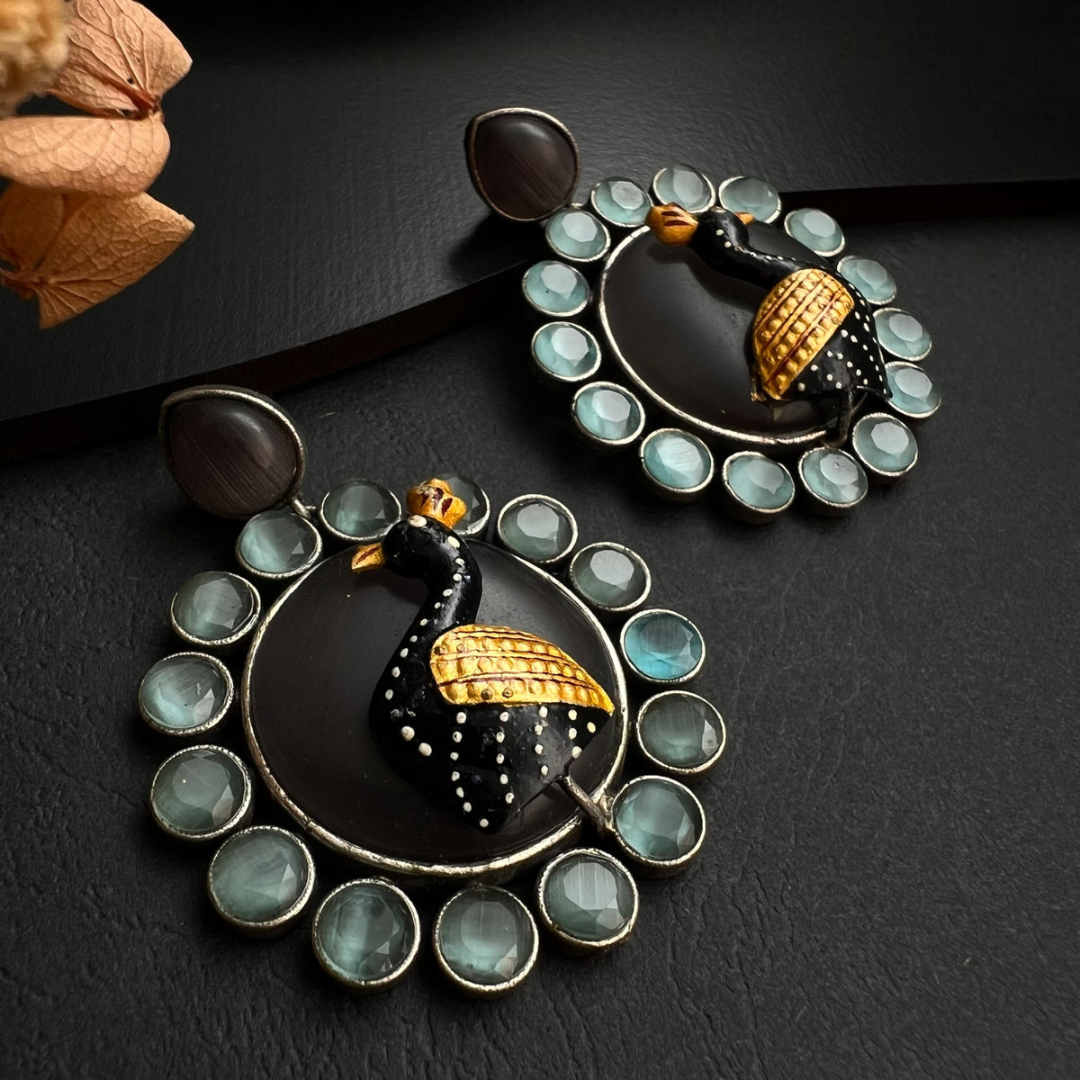 DALIA SILVER LOOK ALIKE RAW AND RUSTIC ANTIQUE HANDMADE EARRINGS ER431