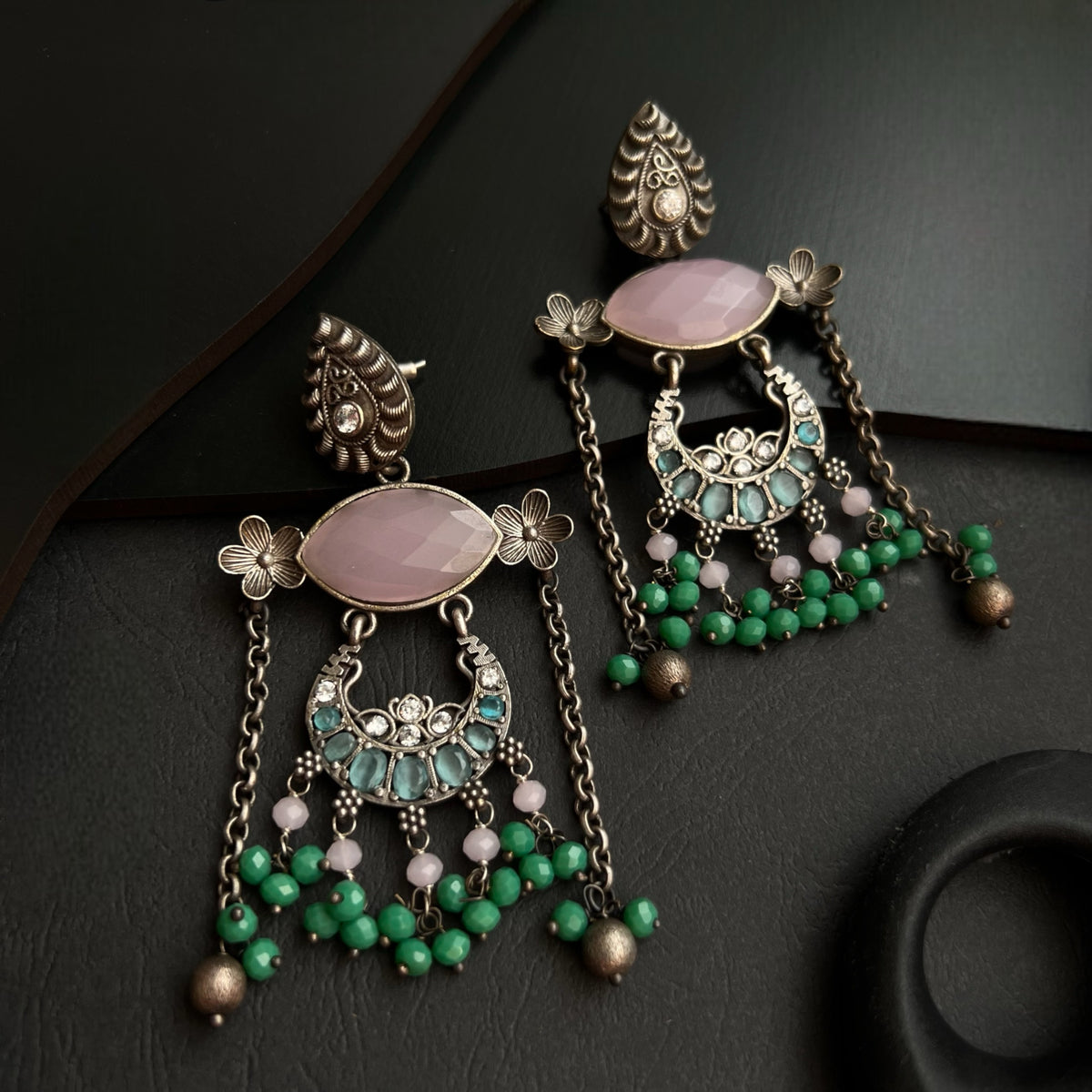 SHIVANA FAUX SILVER HANDMADE BRASS RAW AND RUSTIC EARRINGS ER433