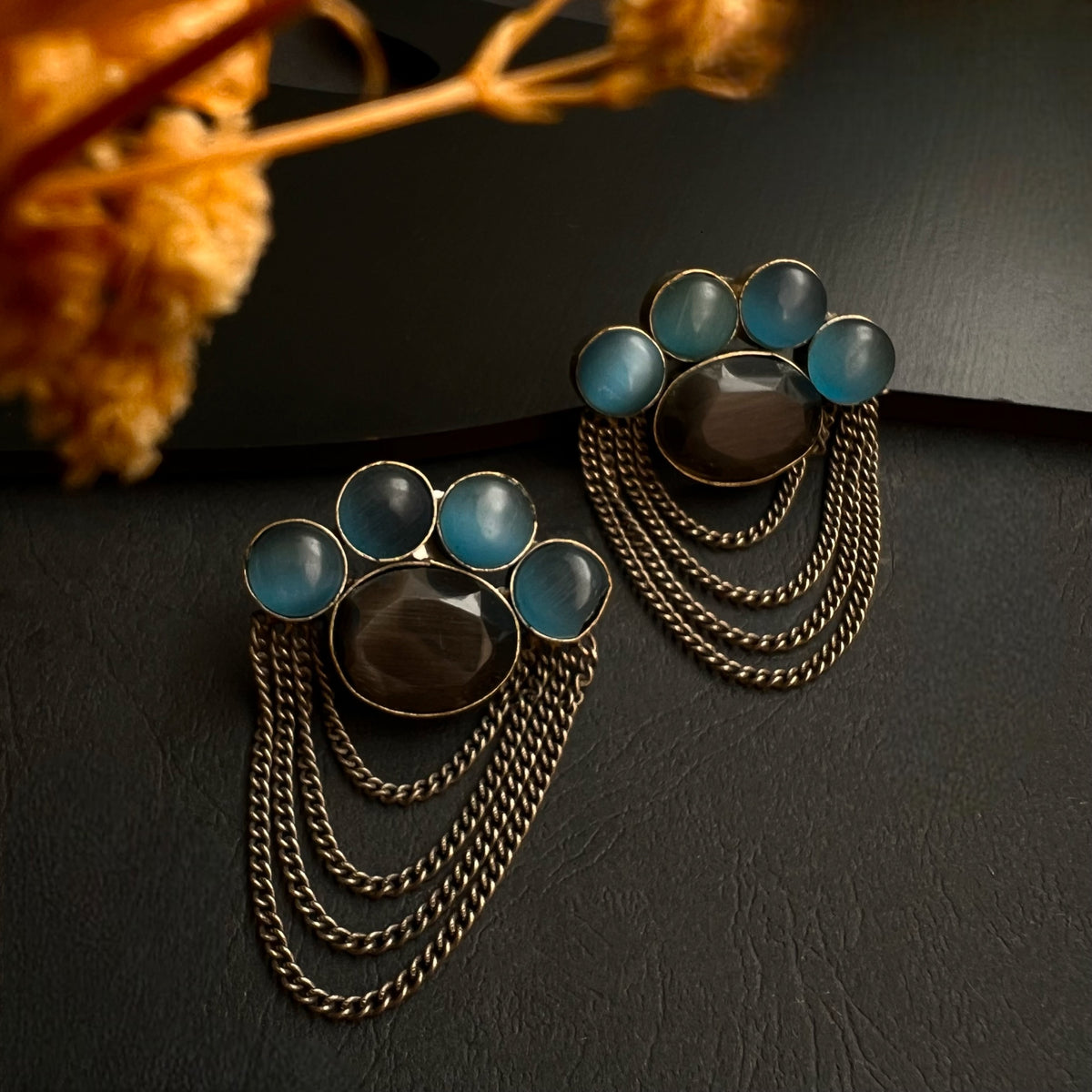 RAANA FAUX SILVER HANDMADE BRASS RAW AND RUSTIC EARRINGS ER434