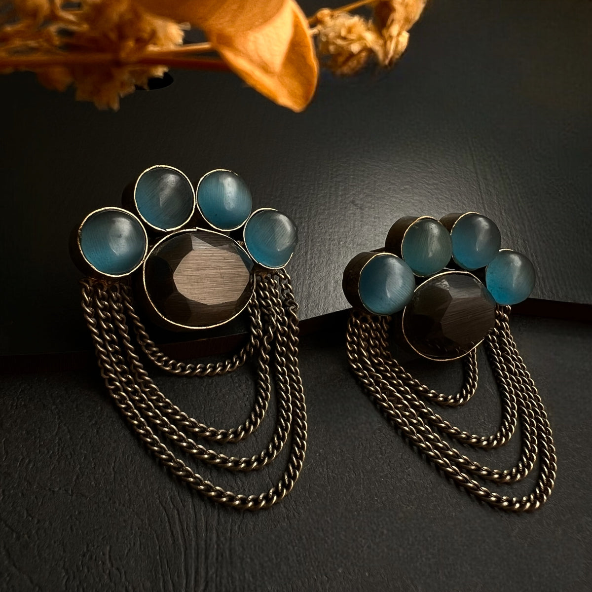 RAANA FAUX SILVER HANDMADE BRASS RAW AND RUSTIC EARRINGS ER434