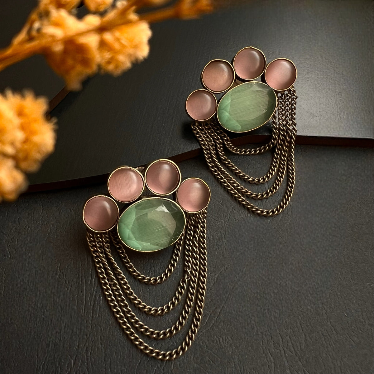 RAANA FAUX SILVER HANDMADE BRASS RAW AND RUSTIC EARRINGS ER434