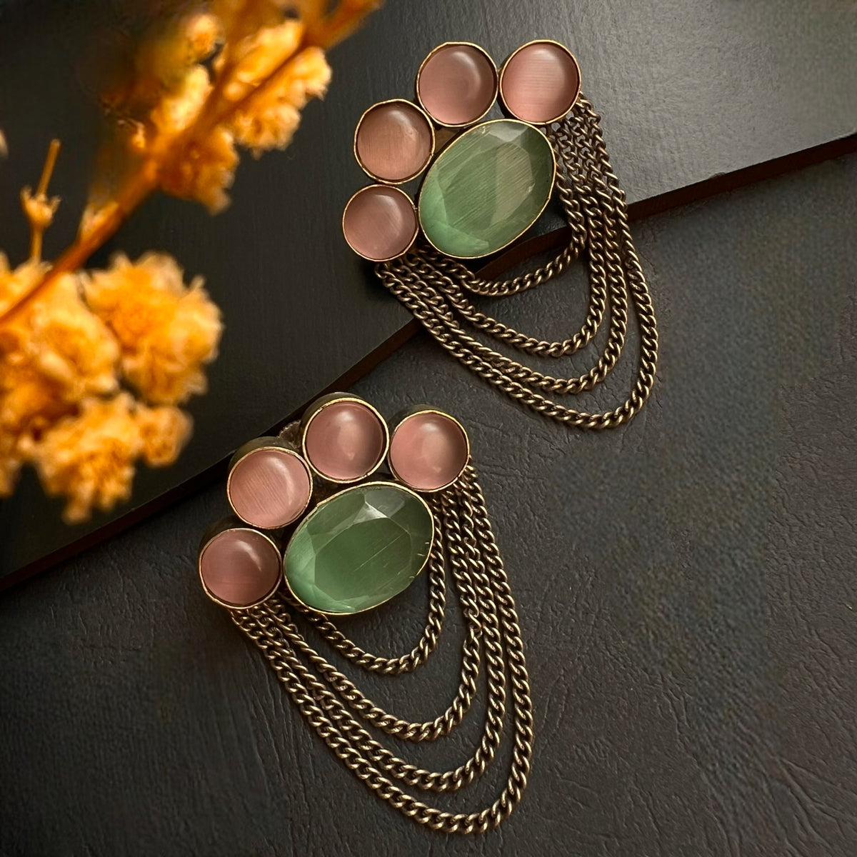 RAANA FAUX SILVER HANDMADE BRASS RAW AND RUSTIC EARRINGS ER434