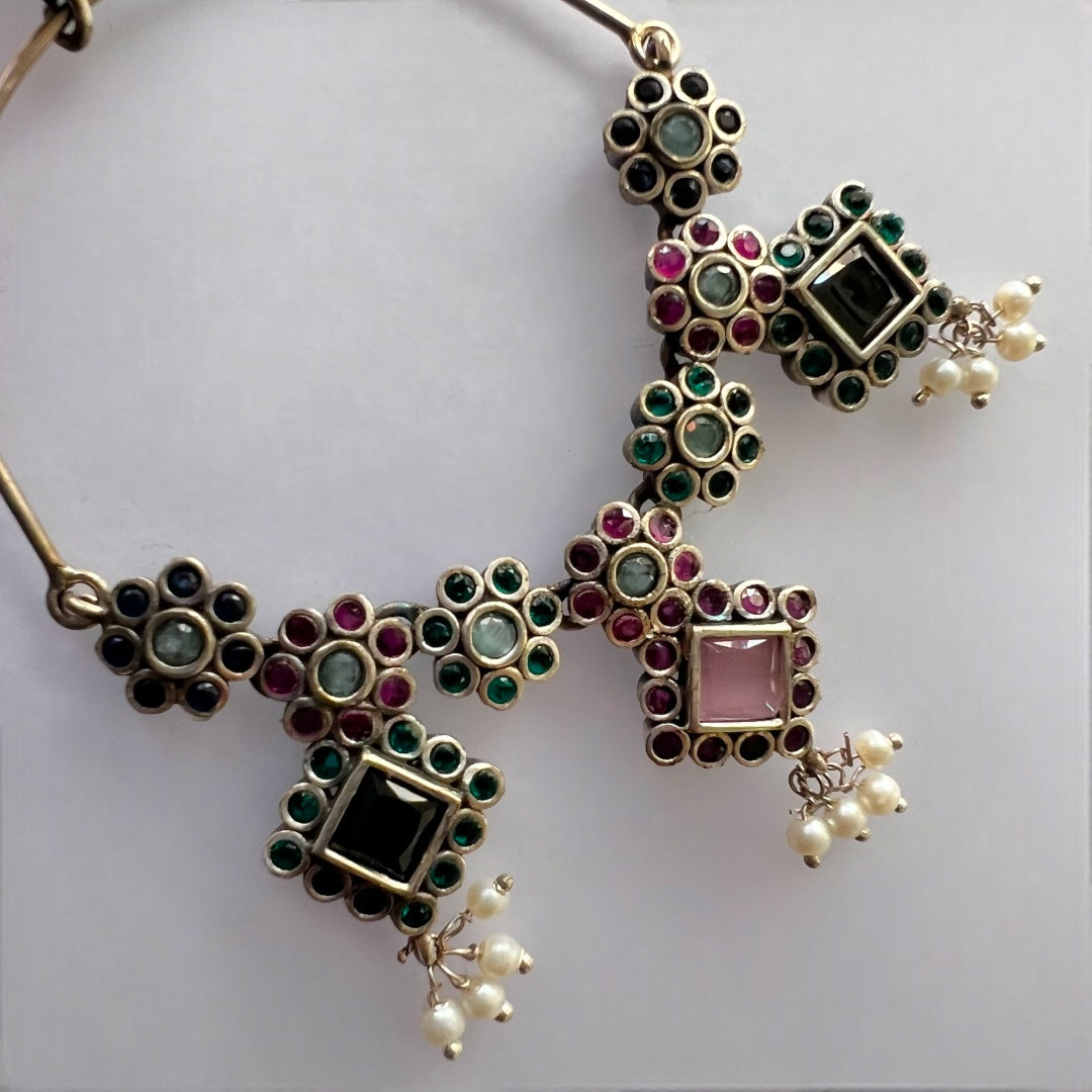 RADIANT ROUNDS SILVER LOOK ALIKE HANDMADE LOOP EARRING ER210