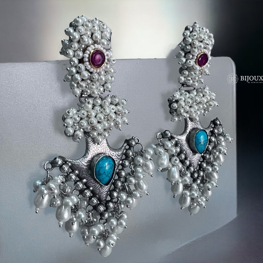 PEARLY PEARL SILVER LOOK ALIKE PREMIUM POLISH HANDMADE EARRINGS ER359