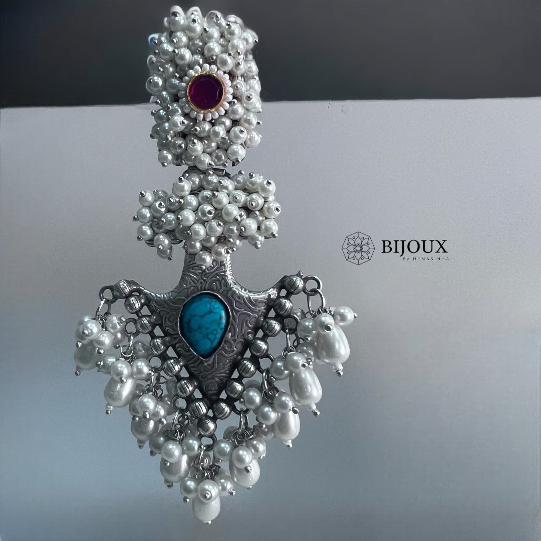 PEARLY PEARL SILVER LOOK ALIKE PREMIUM POLISH HANDMADE EARRINGS ER359