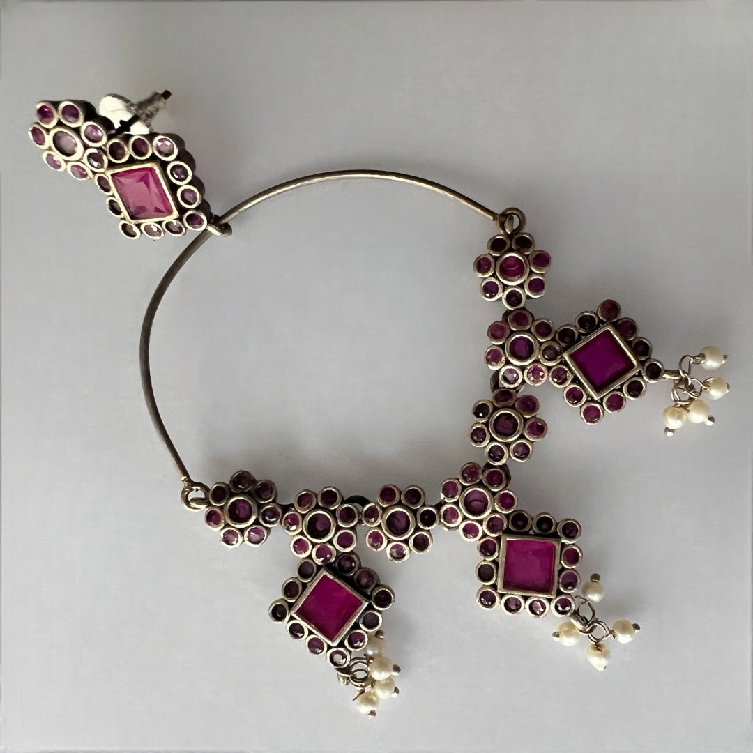 RADIANT ROUNDS SILVER LOOK ALIKE HANDMADE LOOP EARRING ER210