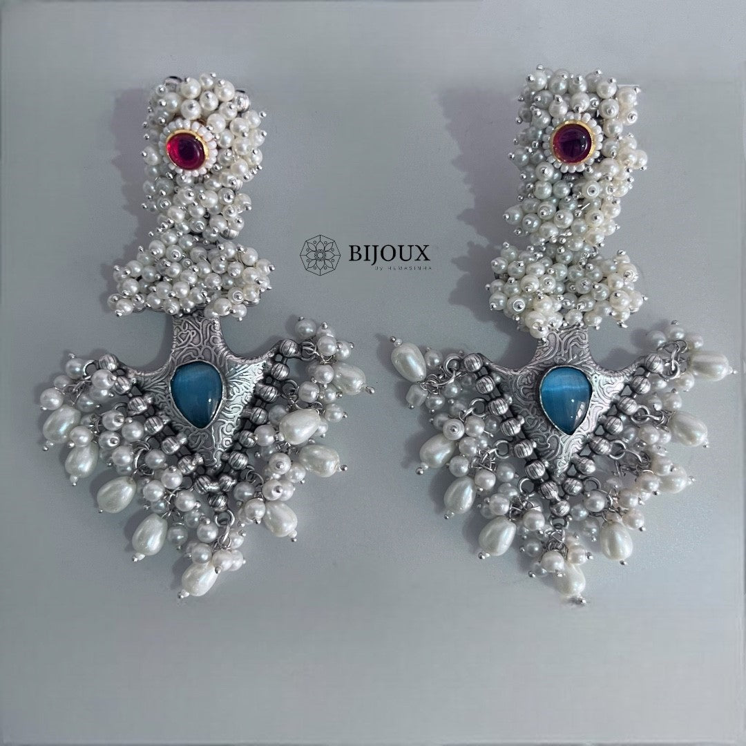 PEARLY PEARL SILVER LOOK ALIKE PREMIUM POLISH HANDMADE EARRINGS ER359