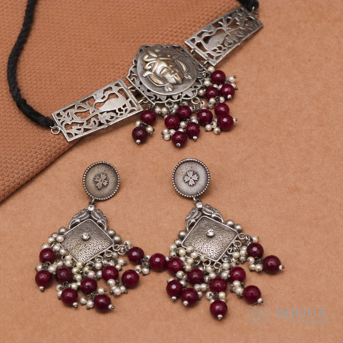 NIRAYA BIJOUX PREMIUM SEMI HANDMADE CHOKER WITH EARRINGS CH67