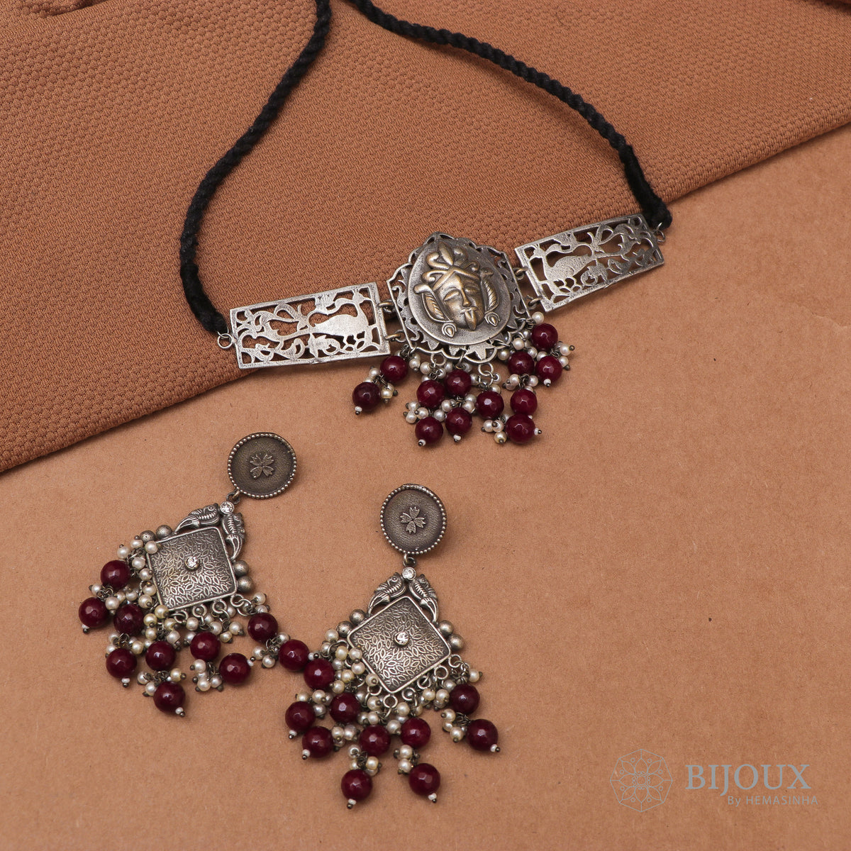 NIRAYA BIJOUX PREMIUM SEMI HANDMADE CHOKER WITH EARRINGS CH67