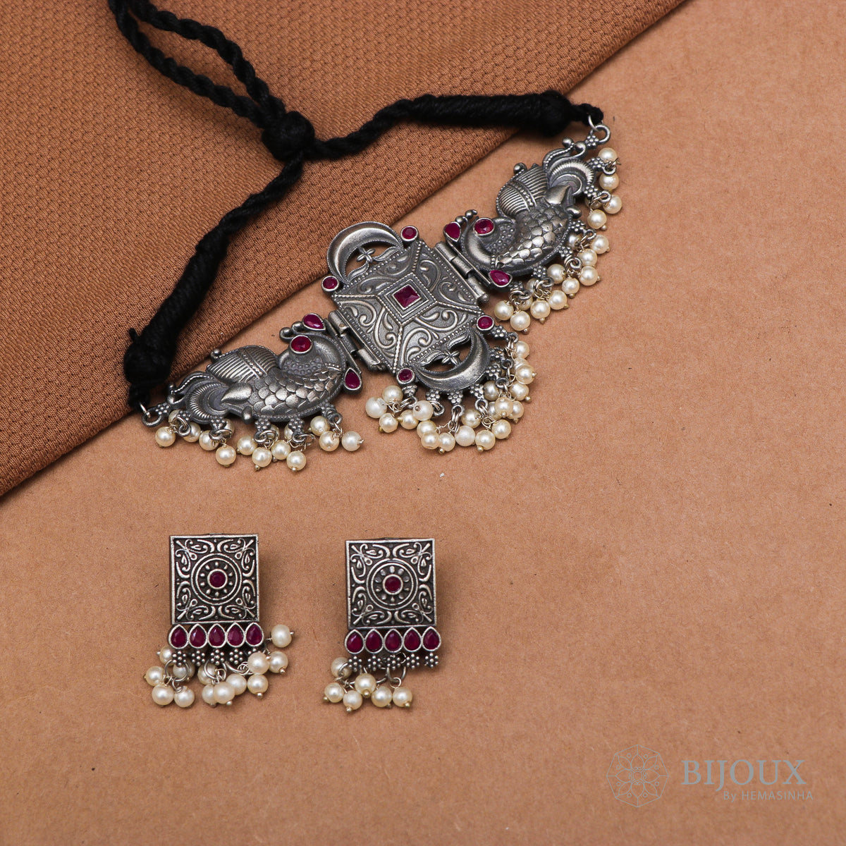 AGANA BIJOUX PREMIUM SEMI HANDMADE CHOKER WITH EARRINGS CH64