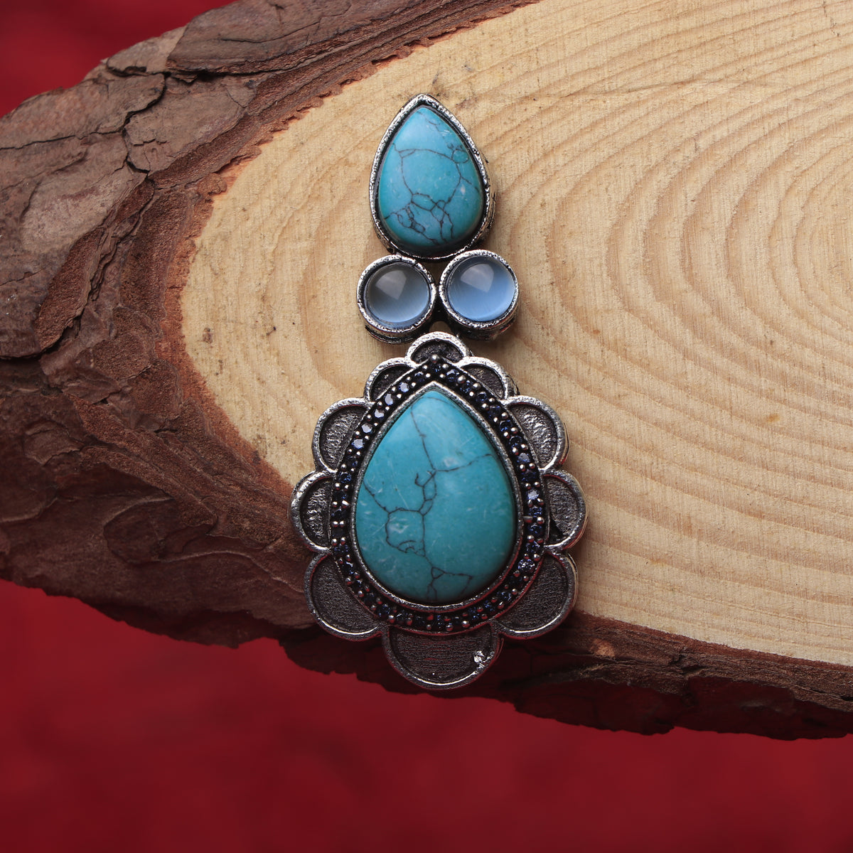 PETAL CRESENT SEMI HANDMADE  OXIDISED EARRING ER137