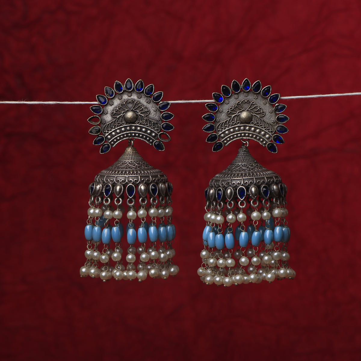 NINIKA SILVER LOOK ALIKE JUMBO SEMI HANDMADE JHUMKA ER189