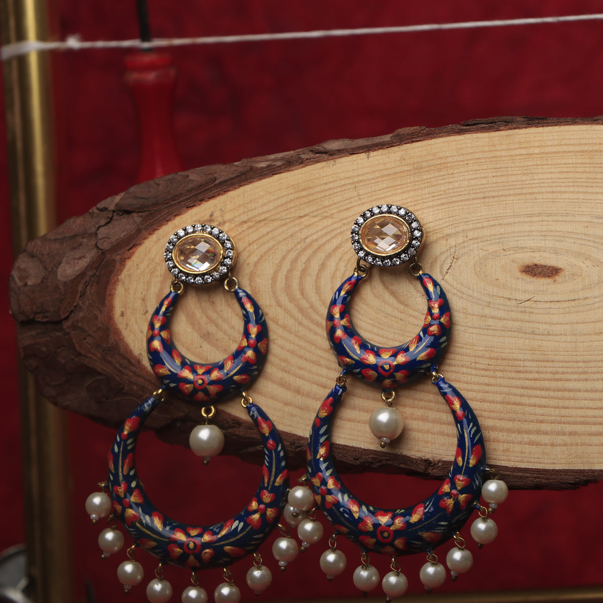 ROZAFA GOLD TONE HANDMADE EARRINGS/DANGLER ER606