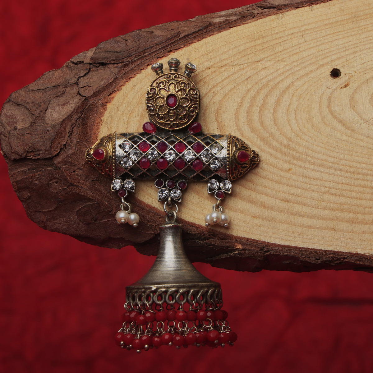 RINADHO SILVER LOOK ALIKE SEMI HANDMADE JHUMKA ER184