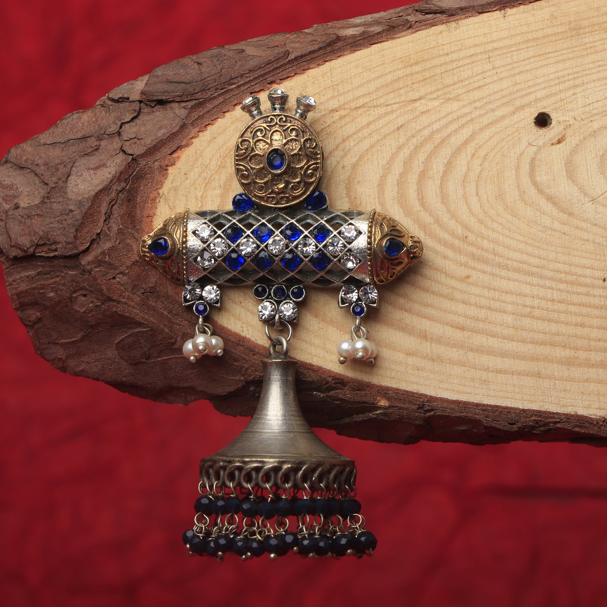 RINADHO SILVER LOOK ALIKE SEMI HANDMADE JHUMKA ER184