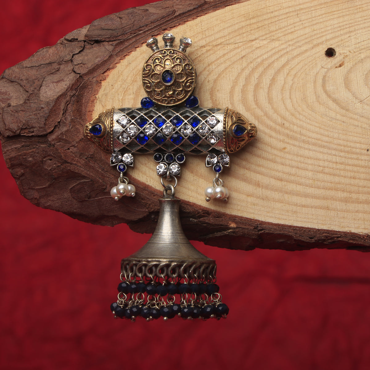 RINADHO SILVER LOOK ALIKE SEMI HANDMADE JHUMKA ER184