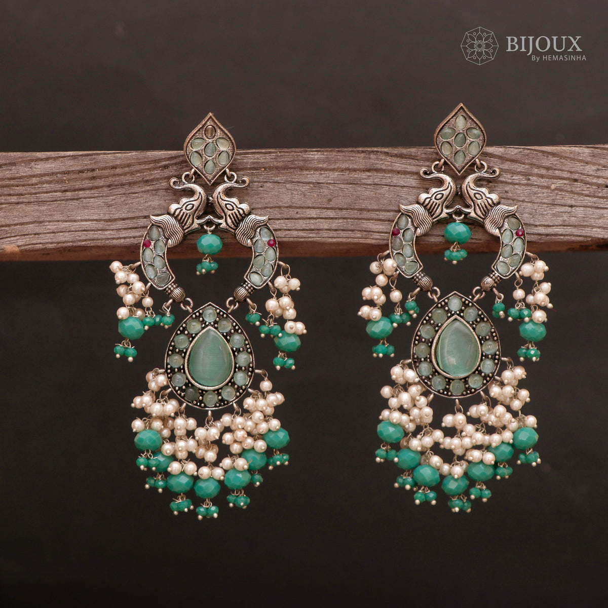 PIRAHA SEMIHANDMADE JUMBO OXIDIZED BEADED EARRING ER150
