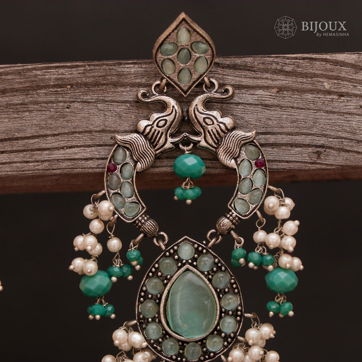 PIRAHA SEMIHANDMADE JUMBO OXIDIZED BEADED EARRING ER150