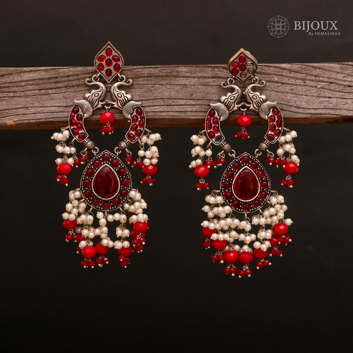 PIRAHA SEMIHANDMADE JUMBO OXIDIZED BEADED EARRING ER150