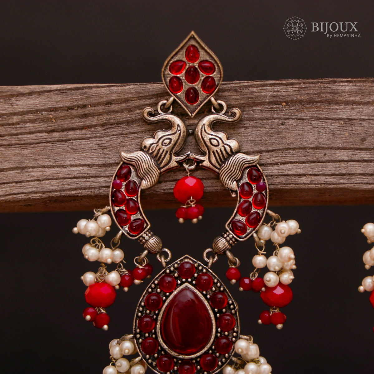 PIRAHA SEMIHANDMADE JUMBO OXIDIZED BEADED EARRING ER150