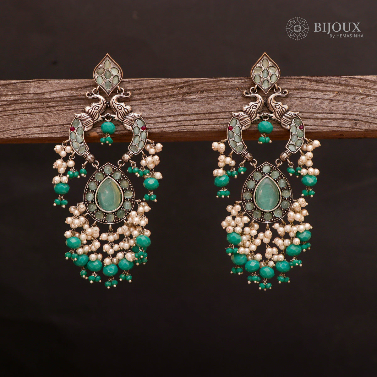 PIRAHA SEMIHANDMADE JUMBO OXIDIZED BEADED EARRING ER150