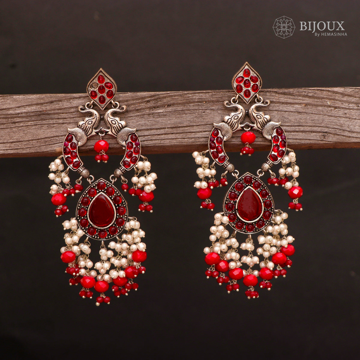 PIRAHA SEMIHANDMADE JUMBO OXIDIZED BEADED EARRING ER150