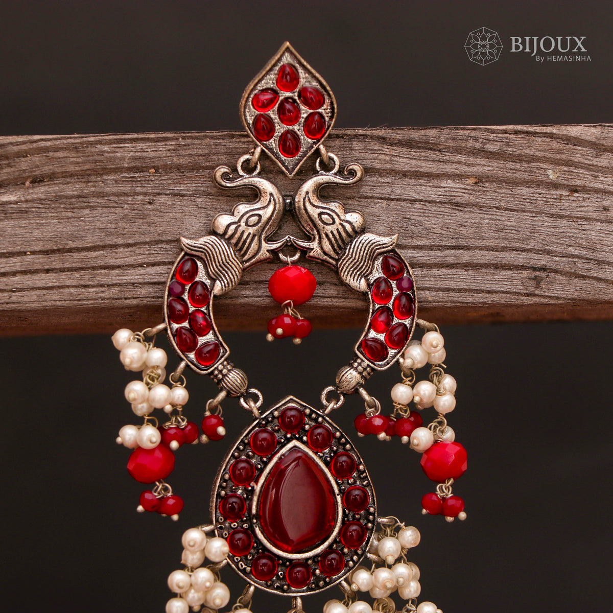 PIRAHA SEMIHANDMADE JUMBO OXIDIZED BEADED EARRING ER150