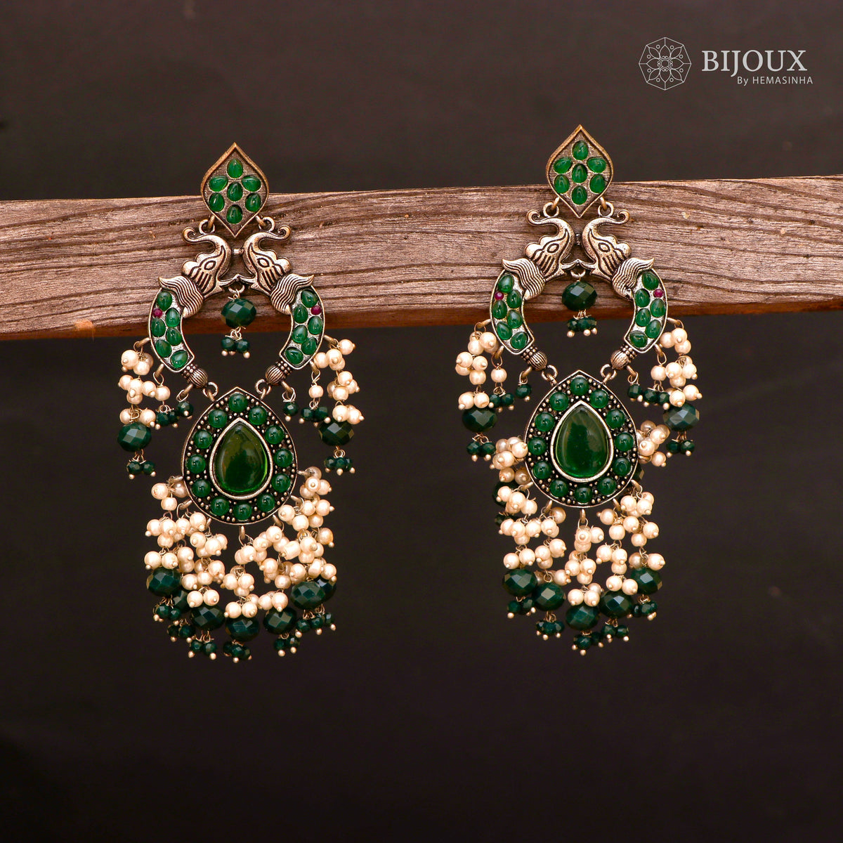 PIRAHA SEMIHANDMADE JUMBO OXIDIZED BEADED EARRING ER150