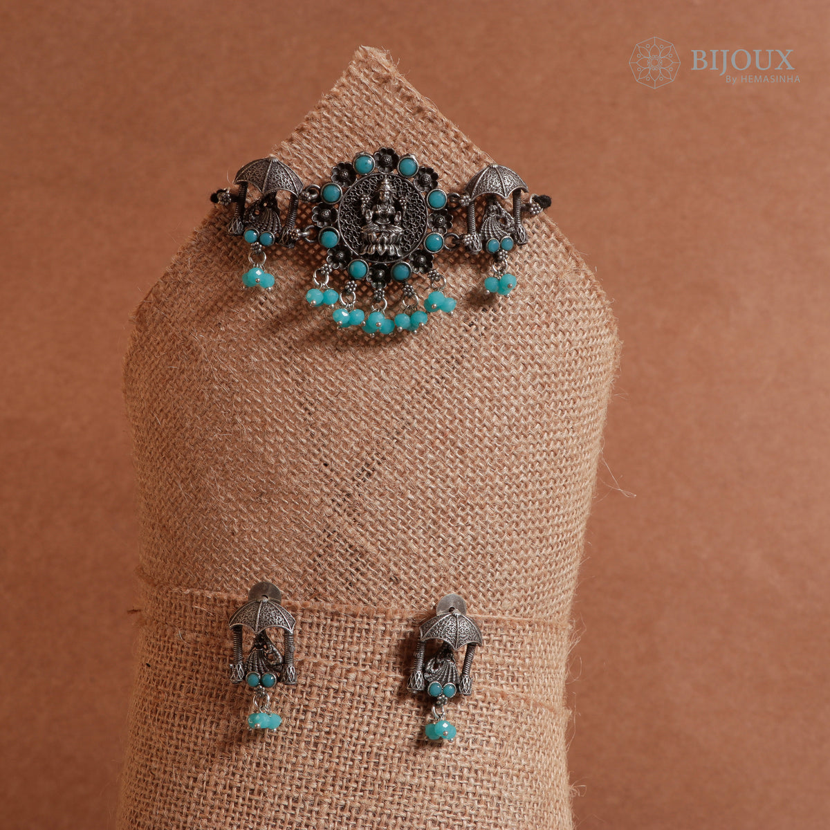 NITHU BIJOUX RAW AND RUSTIC SEMI HANDMADE CHOKER WITH EARRINGS CH95