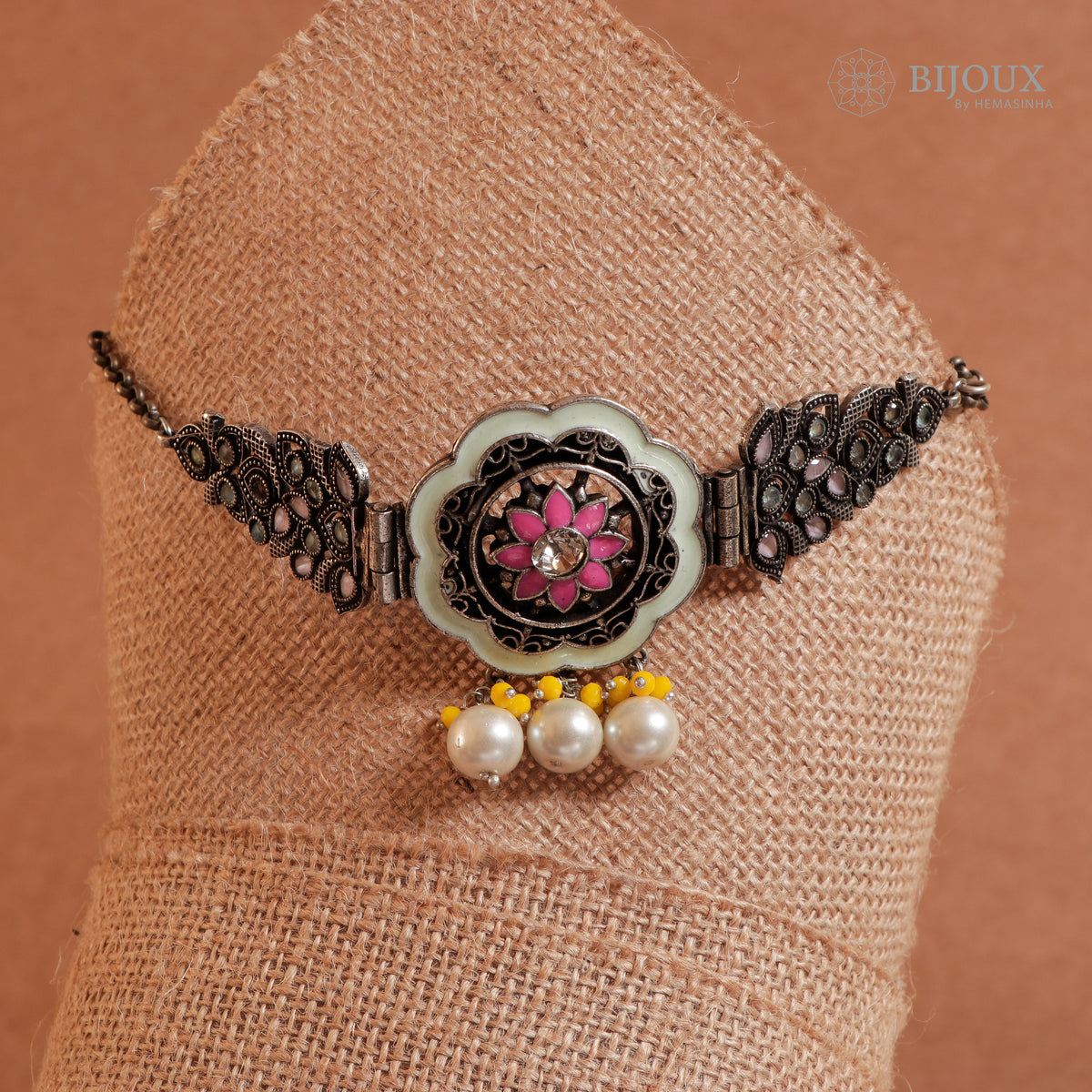 ENABELLA HANDPAINTED  RAW AND RUSTIC STATEMENT CHOKER CH94