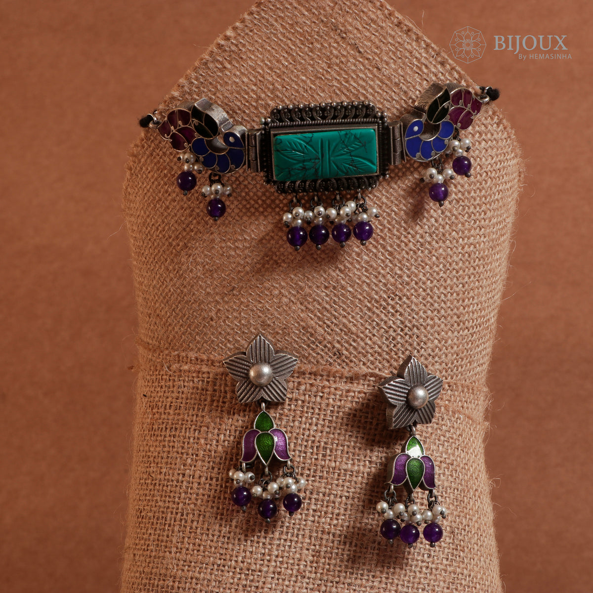 GYPSY CARVING STONE RAW AND RUSTIC HANDMADE CHOKER SET CH92