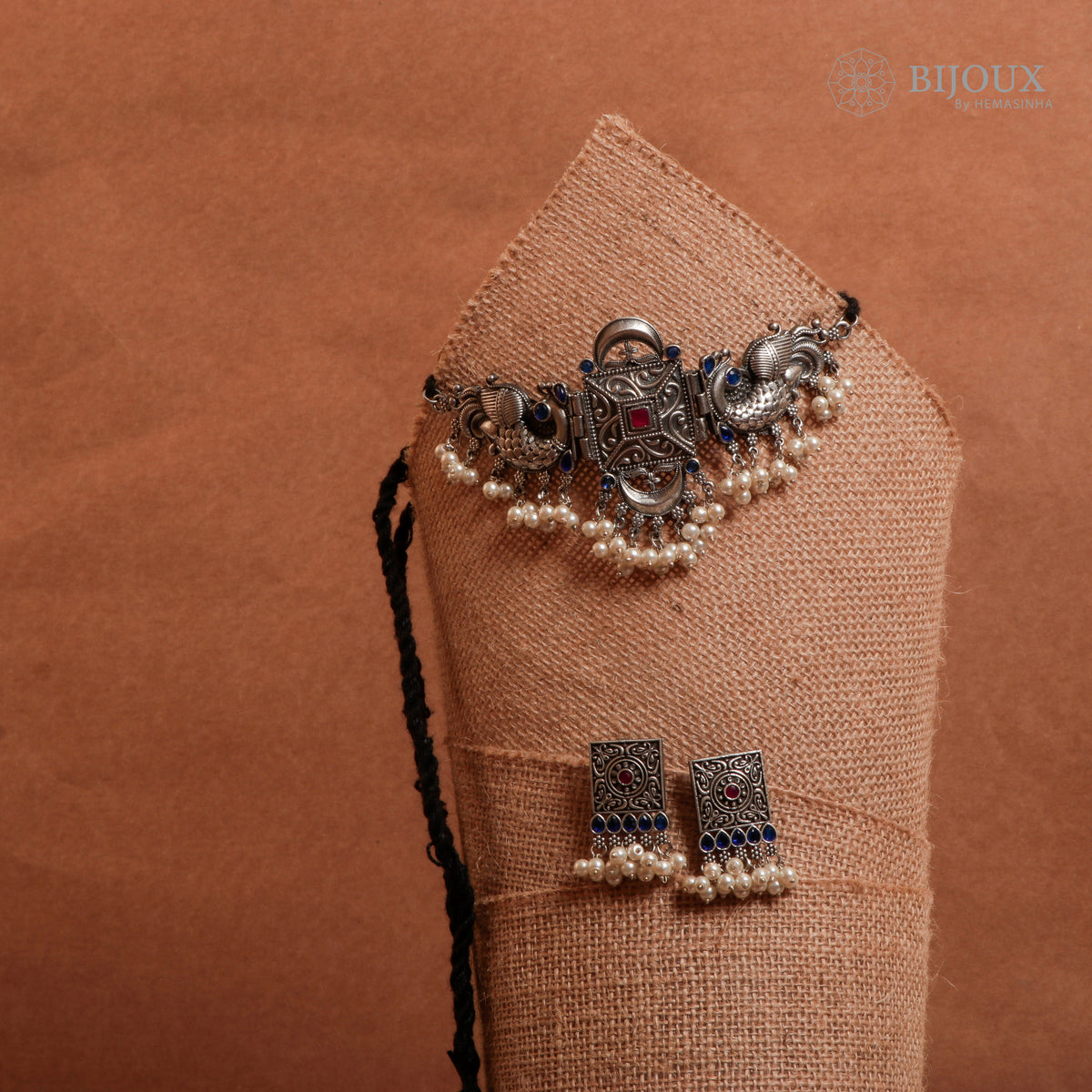 AGANA BIJOUX PREMIUM SEMI HANDMADE CHOKER WITH EARRINGS CH64