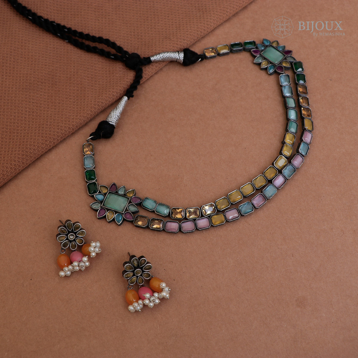 DIA PRINCESS RUSTIC FINISH SEMI HANDMADE NECKLACE NL46