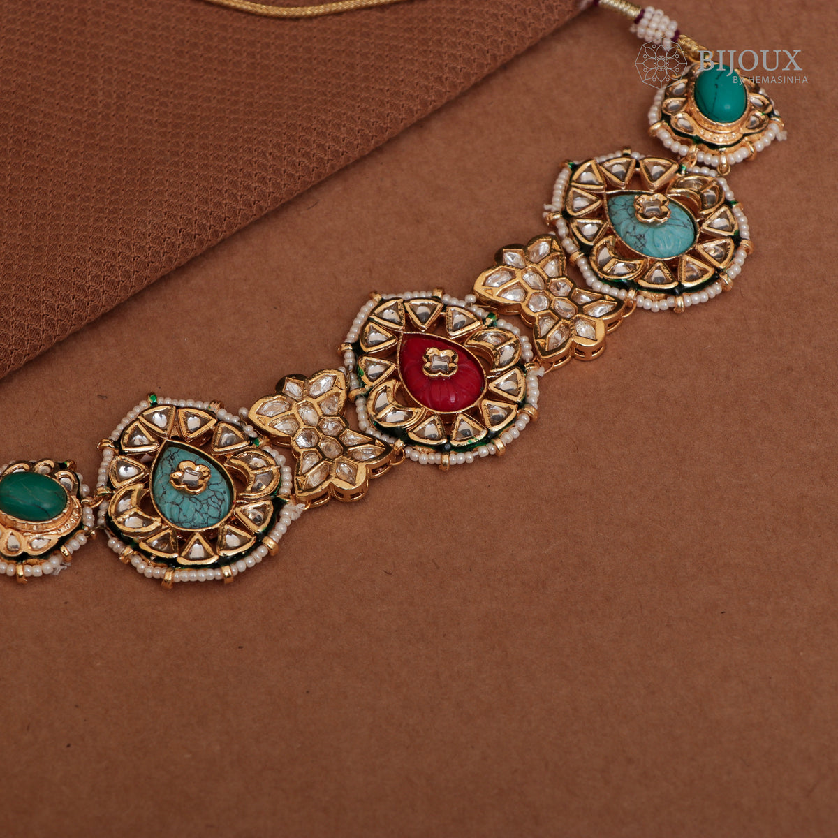 RYLEE BIJOUX PREMIUM KUNDAN SEMI HANDMADE CHOKER WITH EARRINGS CH207