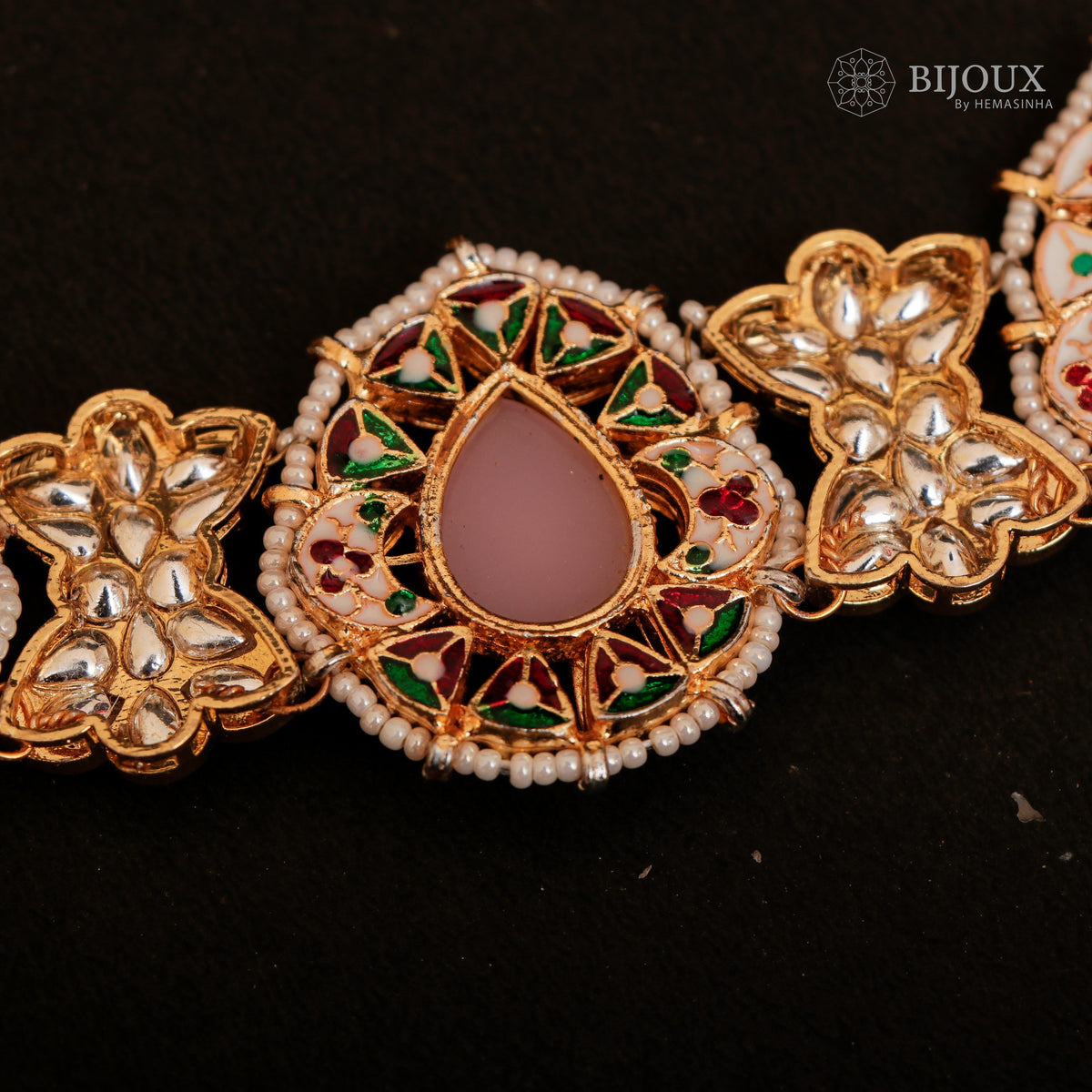 RYLEE BIJOUX PREMIUM KUNDAN SEMI HANDMADE CHOKER WITH EARRINGS CH207