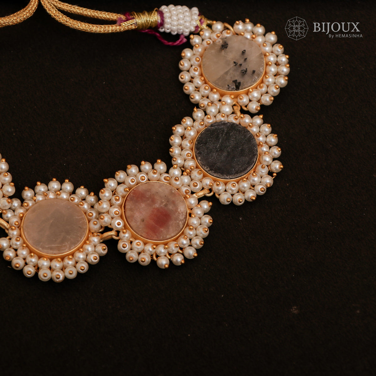 CORA RAW STONE PEARL WORK HANDMADE CHOKER WITH EARRINGS CH206