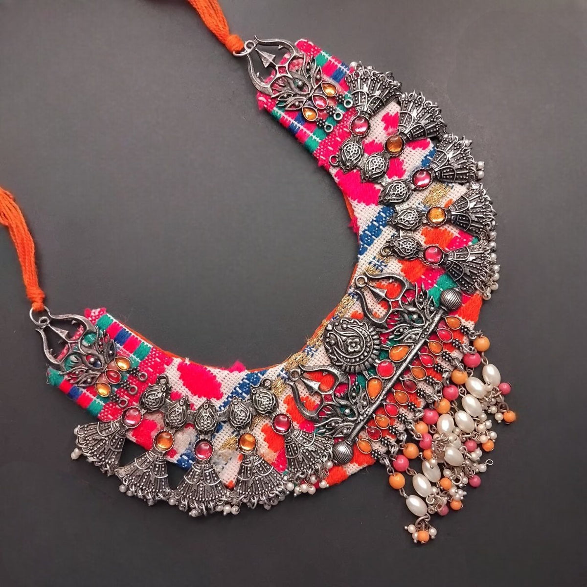 SOLENA FABRIC AND BEADS HANDMADE MALA/NECKPIECE ML133