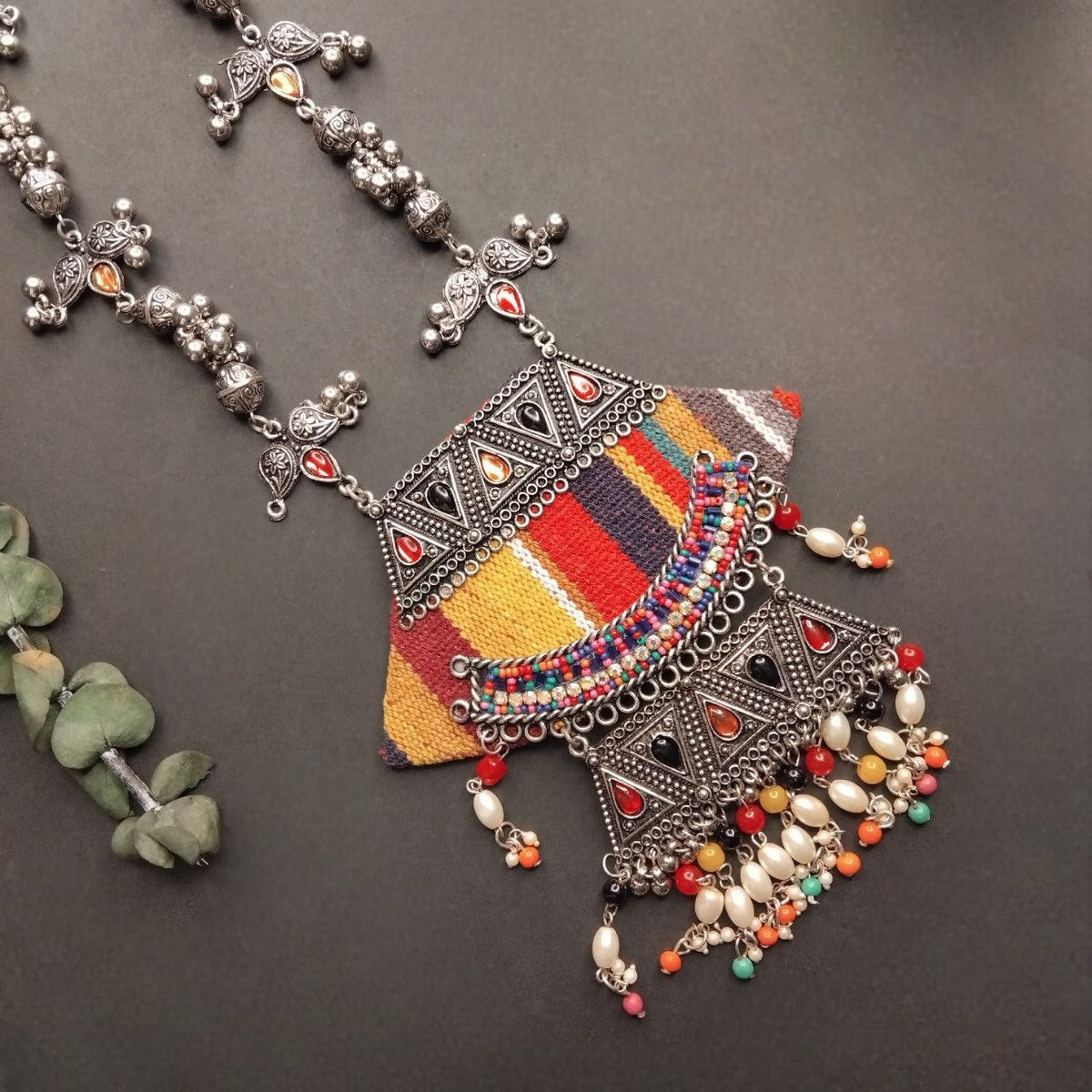 SONA FABRIC AND BEADS HANDMADE MALA/ NECKPIECE ML134