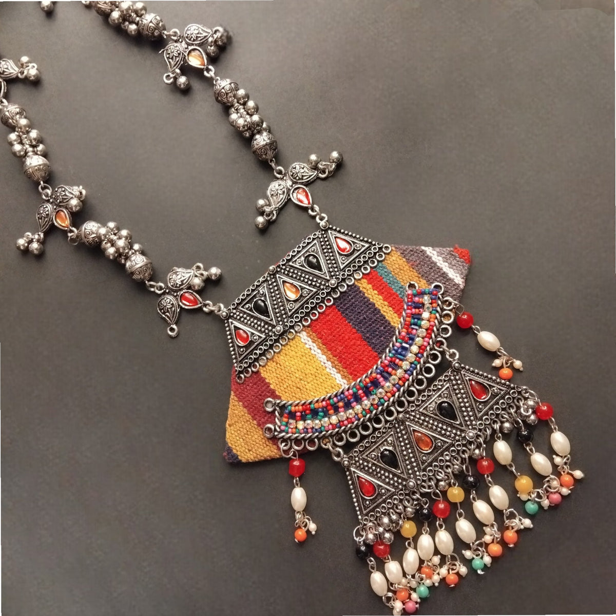 SONA FABRIC AND BEADS HANDMADE MALA/ NECKPIECE ML134