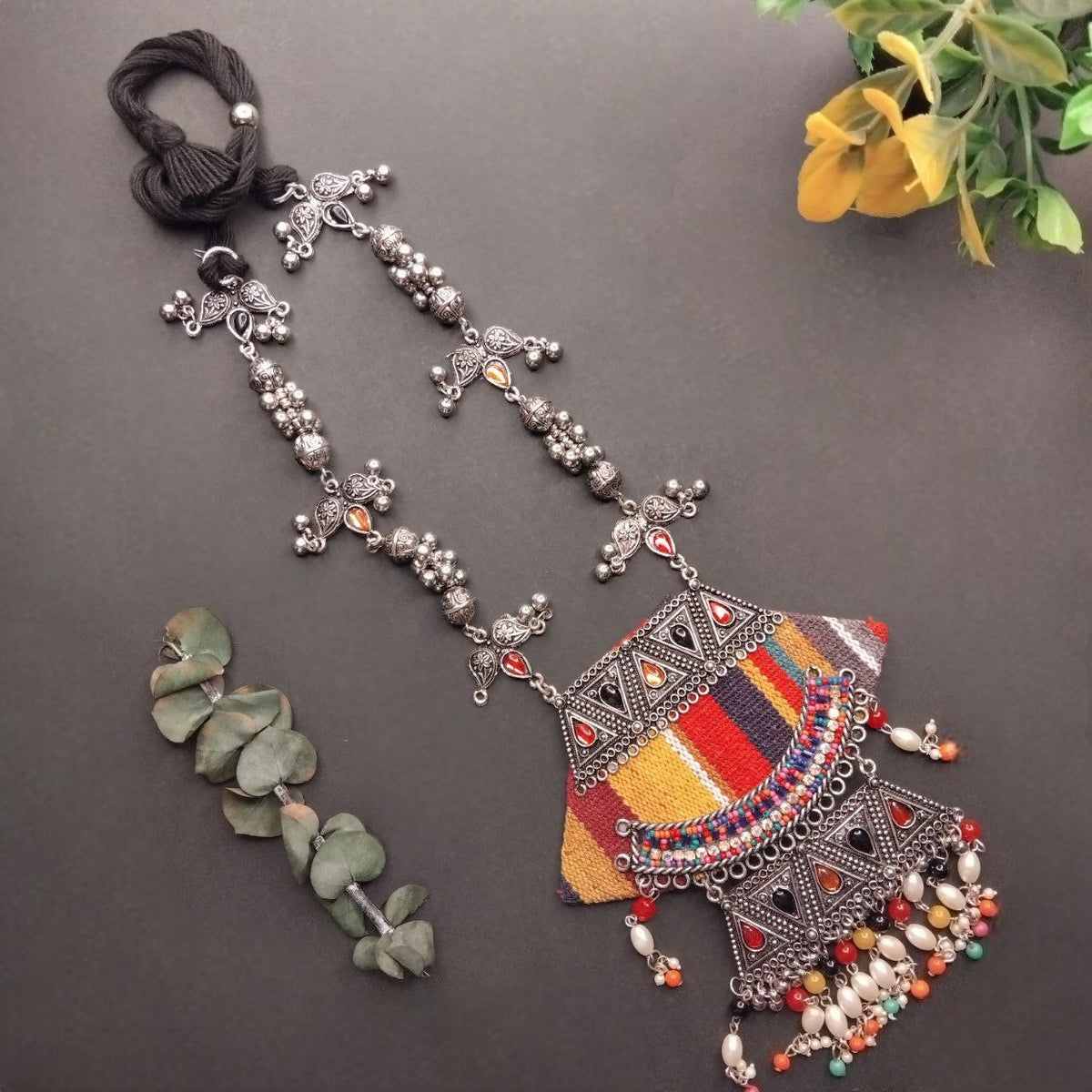 SONA FABRIC AND BEADS HANDMADE MALA/ NECKPIECE ML134
