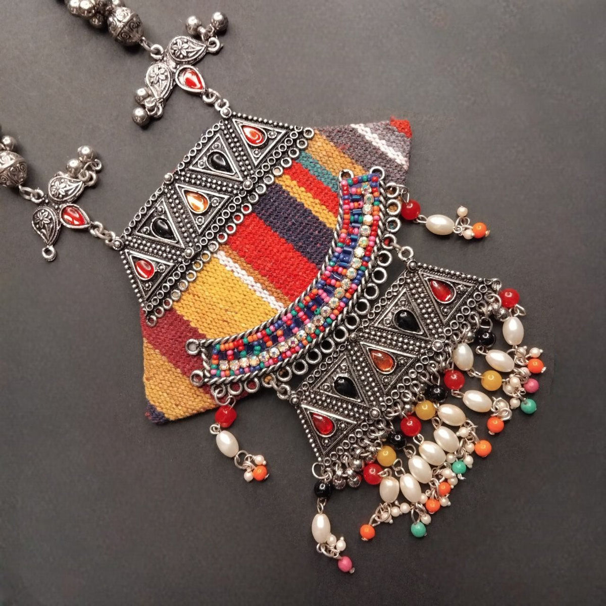 SONA FABRIC AND BEADS HANDMADE MALA/ NECKPIECE ML134