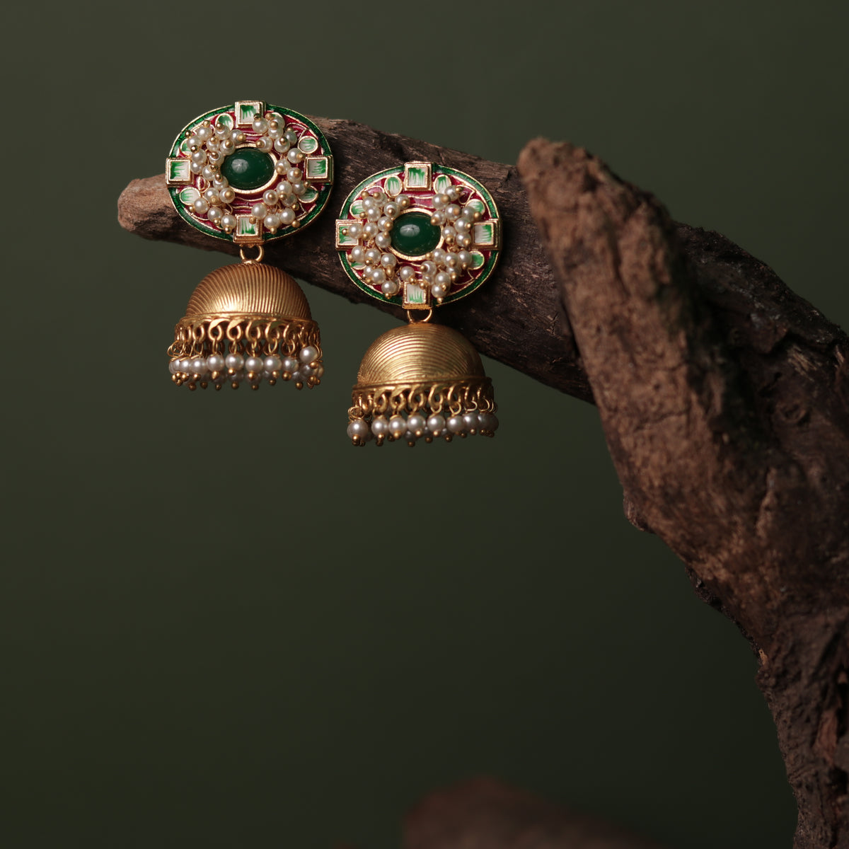 TANYA OVAL MIRAGE HANDMADE AND HANDPAINTED JHUMKAS ER64