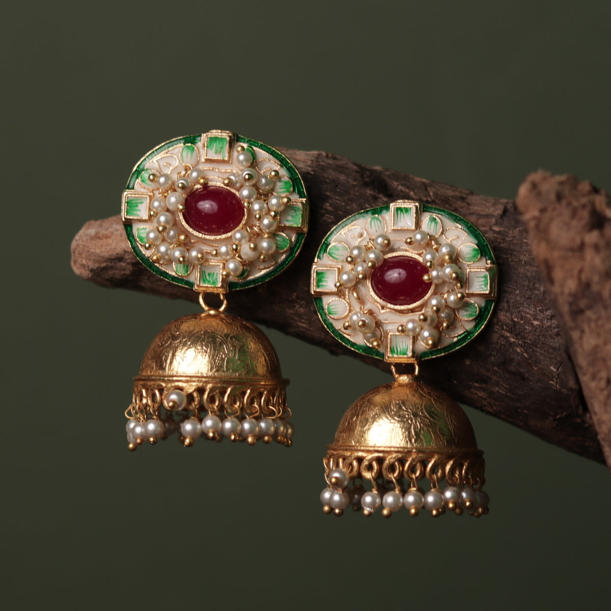 TANYA OVAL MIRAGE HANDMADE AND HANDPAINTED JHUMKAS ER64