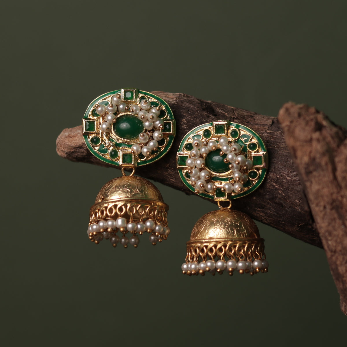 TANYA OVAL MIRAGE HANDMADE AND HANDPAINTED JHUMKAS ER64